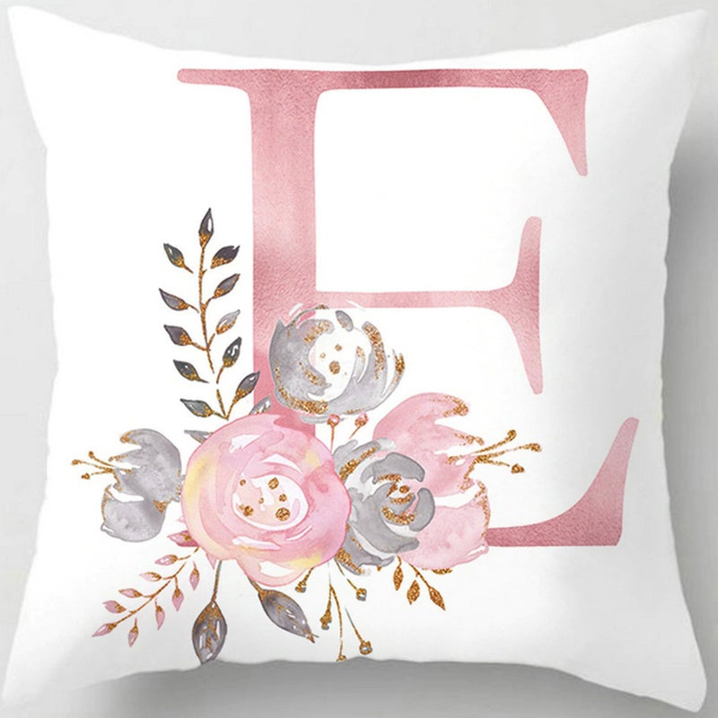 Tillskuch Throw Pillow Covers Decorative English Letters Floral Pillowcases Velvet Soft Cushion Cover White Pillow Protectors for Sofa Bedding Car and Home Decor (E) - Image 1